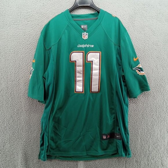 Miami‎ Dolphins Jersey Mens XXL Green Nike On Field Stitched Patch Mike Wallace - Picture 1 of 10